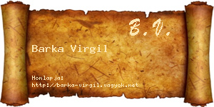 Barka Virgil névjegykártya